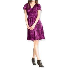 Banana Republic 100% Silk Dark Purple Floral Dress